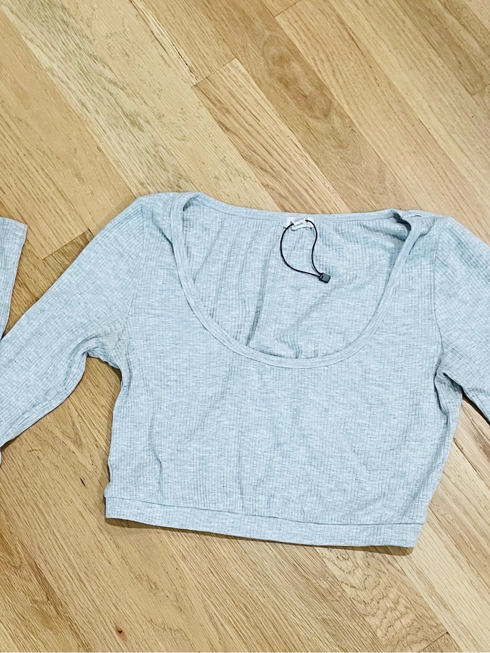 Garage Light Gray Ribbed Scoop Neck Crop Top